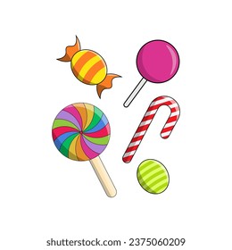 Colección de caramelos vectores, ilustración de caramelos de halloween