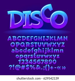 Vector candy disco set of letters, numbers and symbols. Contains graphic style