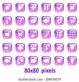 Vector candy icon set (violet) isolated on white background
