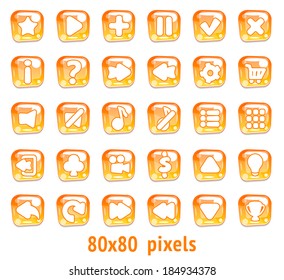 Vector candy icon set (yellow) isolated on white background