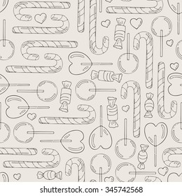 Vector Candy and Lollipop Seamless Pattern. Sweet Party Texture.