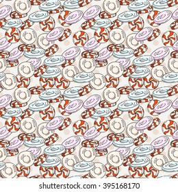 Vector Candy and Lollipop Seamless Pattern. Sweet Party Texture. Chocolate truffles.
