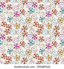 Vector Candy and Lollipop Seamless Pattern. Sweet Party Texture. Chocolate truffles.