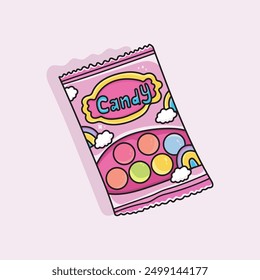 vector candy packaging cute pink round candy design