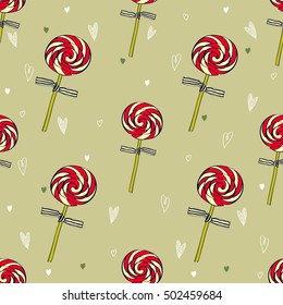 Vector candy pattern. Good for wallpapers or St. Valentine's greeting card. Candy cartoon background.