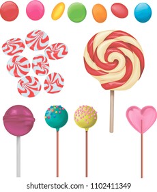 Vector Candy set. Sweet lollipop, peppermint candy,  