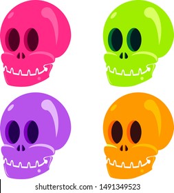Vector of a candy with a skull shape, in four flavors.