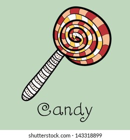 Vector candy, vintage postcard, icon