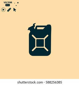 Vector canister icon. Can of gasoline. Canister automotive fuel. The capacity for gasoline. Gasoline refueling. Canister for car.