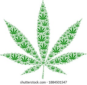 Das fraktale Vektor-Cannabis-Fraktal besteht aus zufälligen fraktalen Cannabis-Symbolen. Fractal Collage von Cannabis.