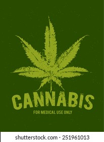 Vector cannabis grunge emblem.