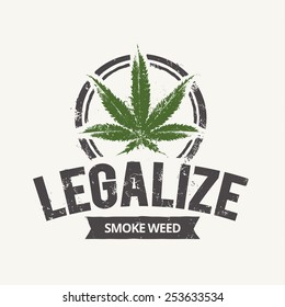 Emblema vectorial de cannabis grunge.