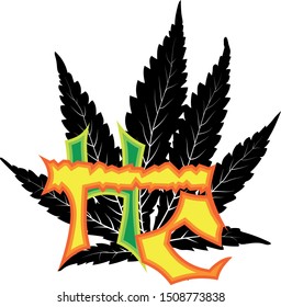 Vector cannabis leaf with grafitti