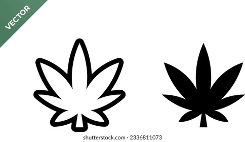 Vektorsymbol für Cannabis-Blätter, Marihuana-Symbol, Medizin Cannabis-Linearsilhouette