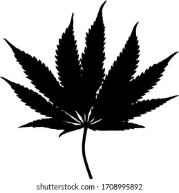 Vektorillustration Cannabis-Blättersilhouette. nahtloses Muster, Logo, Illustration, Symbol von Marihuana einzeln auf schwarzem Hintergrund.
