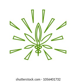 vector cannabis or marijuana icon logo for medical or pharmacy industry