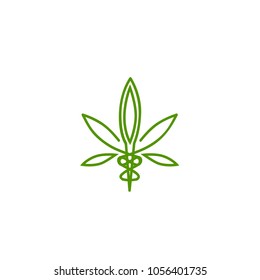 vector cannabis or marijuana icon logo for medical or pharmacy industry