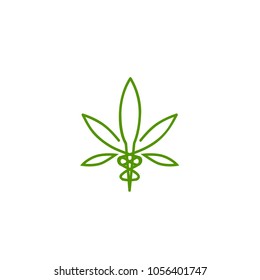 vector cannabis or marijuana icon logo for medical or pharmacy industry