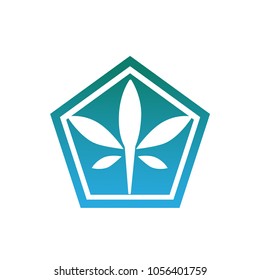 vector cannabis or marijuana icon logo for medical or pharmacy industry