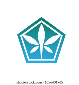 vector cannabis or marijuana icon logo for medical or pharmacy industry