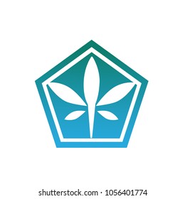 vector cannabis or marijuana icon logo for medical or pharmacy industry