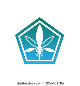 vector cannabis or marijuana icon logo for medical or pharmacy industry