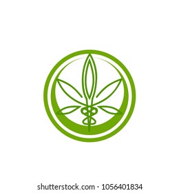 vector cannabis or marijuana icon logo for medical or pharmacy industry
