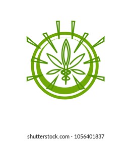 vector cannabis or marijuana icon logo for medical or pharmacy industry