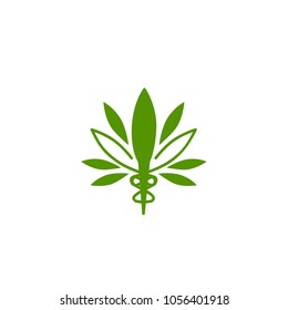 vector cannabis or marijuana icon logo for medical or pharmacy industry