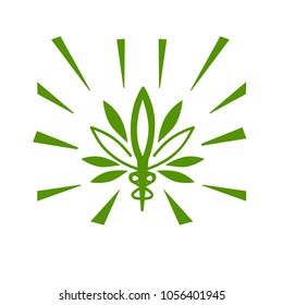 vector cannabis or marijuana icon logo for medical or pharmacy industry