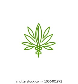 vector cannabis or marijuana icon logo for medical or pharmacy industry