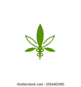vector cannabis or marijuana icon logo for medical or pharmacy industry