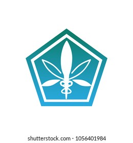 vector cannabis or marijuana icon logo for medical or pharmacy industry