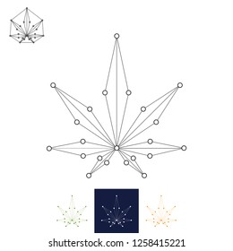 Vector Cannabis Marijuana Leaf Hemp Line Dots Polygon Brand Logo Icon Professional Company Business Identity