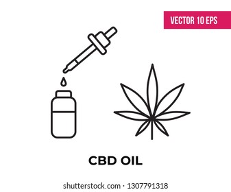 Vector cannabis oil. CBD Oil bottle. Marijuana leaf label. Graphic Illustrator. Hemp oil in a bottle. ayurveda concept. cannabinoid