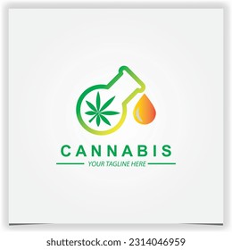 Vector cannabis oil, marijuana leaf, cbd, hemp pot logo premium elegant template vector eps 10
