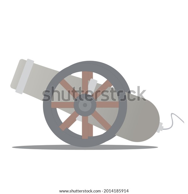 Vector cannon and wheel icon isolated on a\
white background. Cannonball military logo concept.can be used for\
children\'s books or for other\
animations.