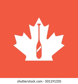 A vector canoe paddle icon combined with a Canadian maple leaf symbol.