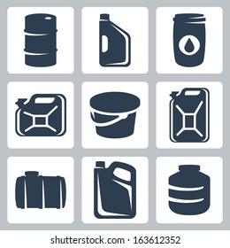 Vector cans and barrels icons set