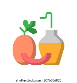 Jugo de cantaloupe vectorial icono plano, comida y bebida relacionada 64x64 Pixel, fondo blanco