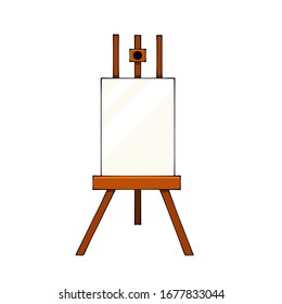 Vector canvas on an ease. Cartoon flat style.  illustration. Art and school supplies isolated on white