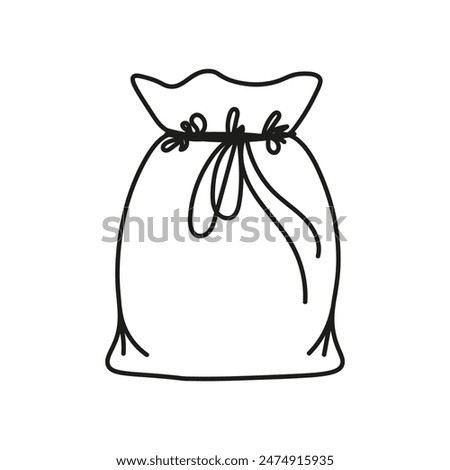 Vector canvas sack isolated on white background. Hand drawn bag.