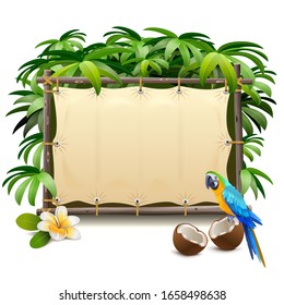 Vector Canvas Tropical Frame isolated on white background