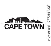Vector Cape Town skyline. Travel Cape Town famous landmarks. Business and tourism concept for presentation, banner, web site. Vector black silhouette. with white background
