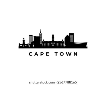 Vector Cape Town skyline. Travel Cape Town famous landmarks. Business and tourism concept for presentation, banner, web site.