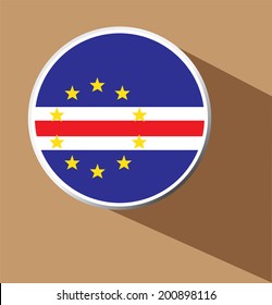 Vector - Cape Verde flag button icon with long shadow 