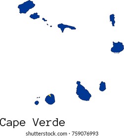Vector Cape Verde map silhouette, painted in colors of a national flag