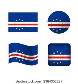 Vector Cape Verde National Flag Icons Set