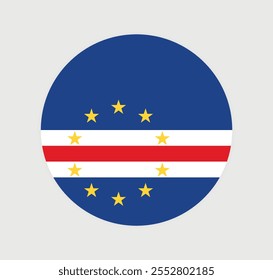 Vector Cape Verde National Flag icon. Round flag of Cape Verde on white Background.