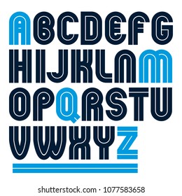 Vector capital bold English alphabet letters made with white lines, best for use in corporate logotype design 